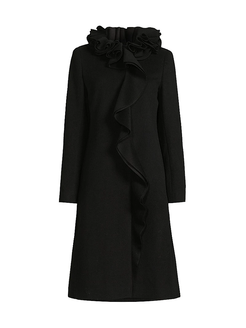 Sheila Ruffle-Collar Wool-Blend Coat