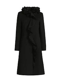 Sheila Ruffle-Collar Wool-Blend Coat