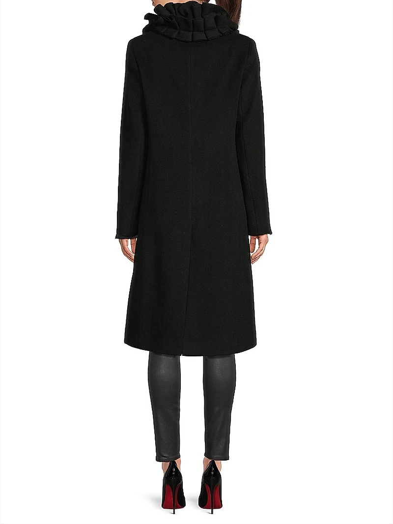 Sheila Ruffle-Collar Wool-Blend Coat