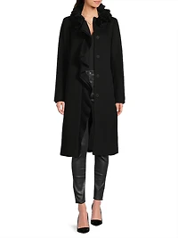 Sheila Ruffle-Collar Wool-Blend Coat