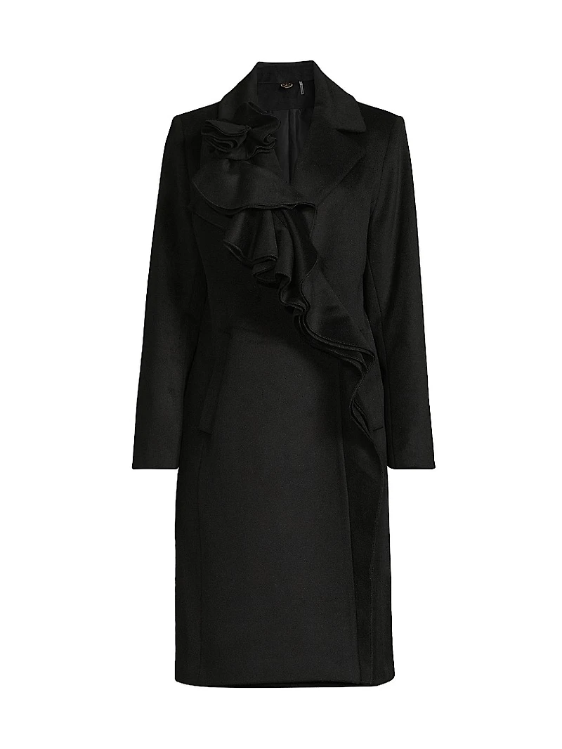 Alora Brushed Wool Ruffle Coat