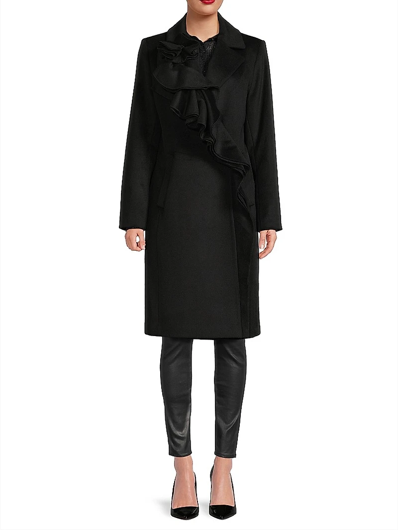 Alora Brushed Wool Ruffle Coat