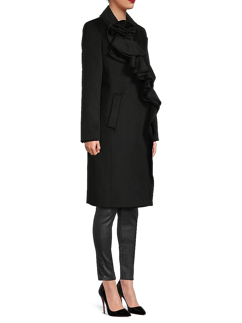 Alora Brushed Wool Ruffle Coat