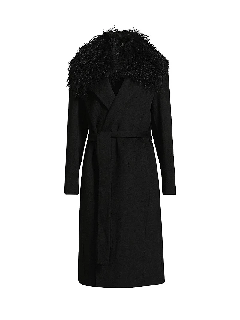 Shirley Shearling Collar Wool Coat