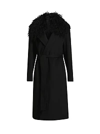 Shirley Shearling Collar Wool Coat
