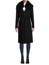 Shirley Shearling Collar Wool Coat