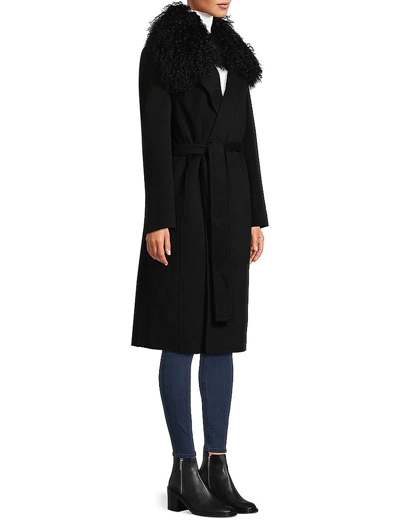 Shirley Shearling Collar Wool Coat