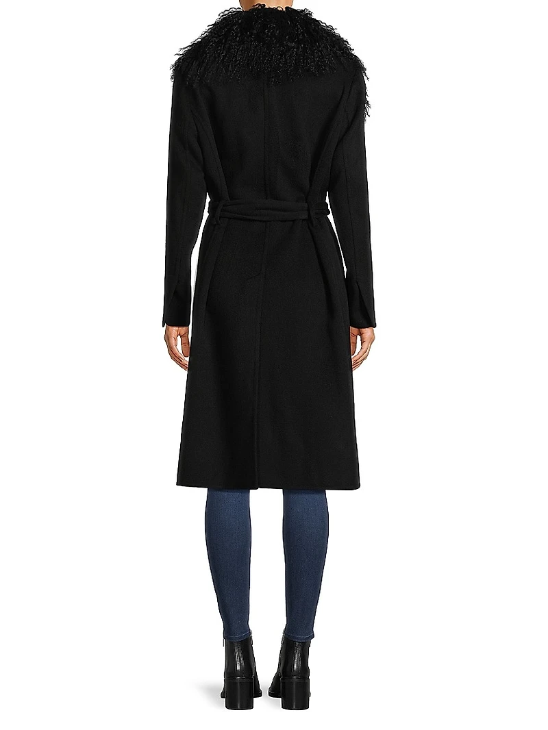 Shirley Shearling Collar Wool Coat