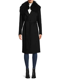 Shirley Shearling Collar Wool Coat