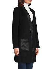 Brigitta Wool Faux Leather-Trim Coat
