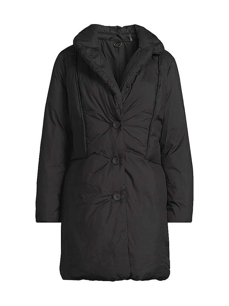 Meg Quilted Button-Front Coat