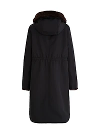 Faux-Fur-Lined Button-Front Coat