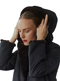 Faux-Fur-Lined Button-Front Coat