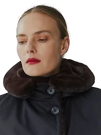 Faux-Fur-Lined Button-Front Coat