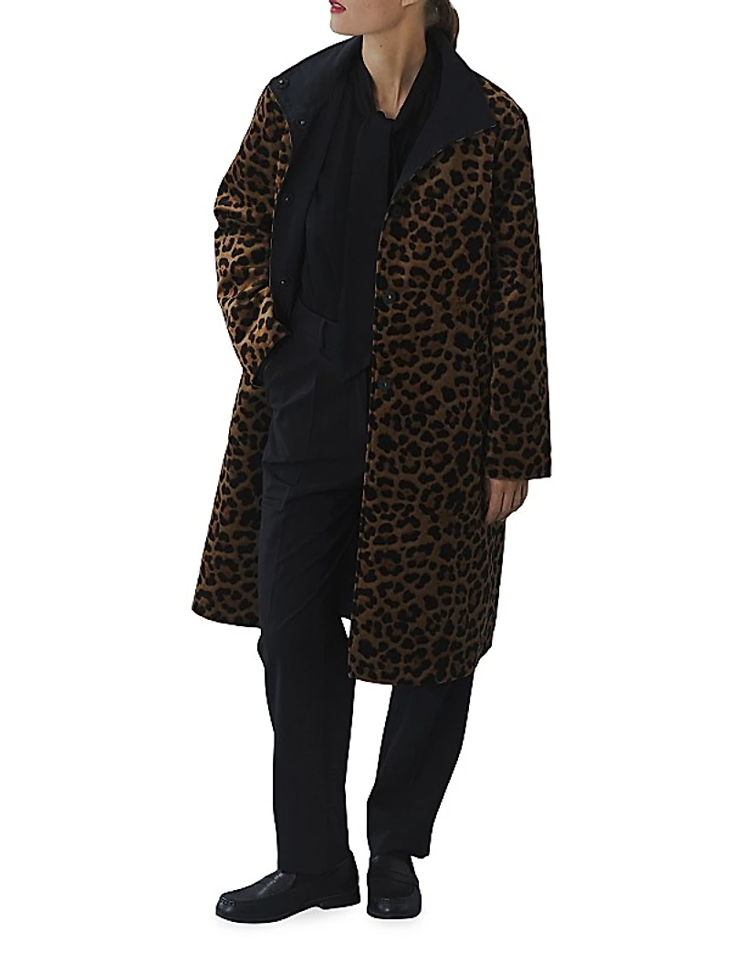 Leopard Reversible Button-Front Coat