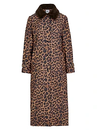 Leopard Faux-Fur-Trimmed Car Coat