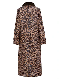 Leopard Faux-Fur-Trimmed Car Coat