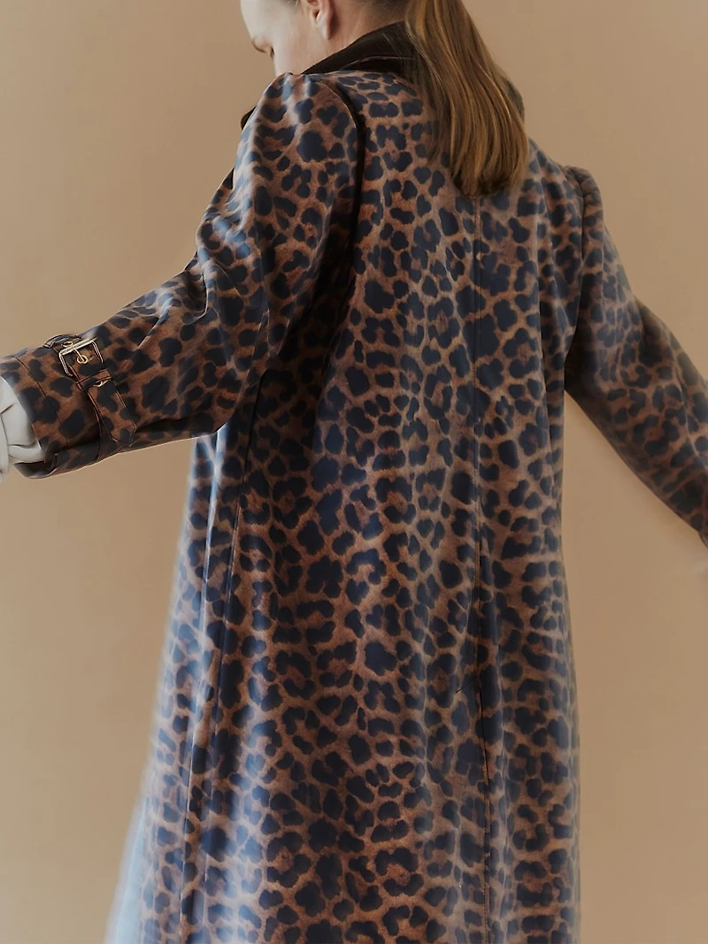 Leopard Faux-Fur-Trimmed Car Coat