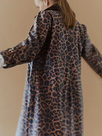 Leopard Faux-Fur-Trimmed Car Coat