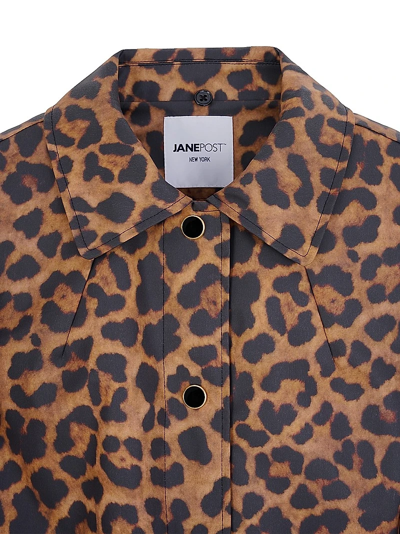 Leopard Faux-Fur-Trimmed Car Coat