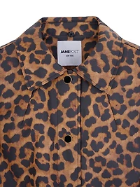 Leopard Faux-Fur-Trimmed Car Coat