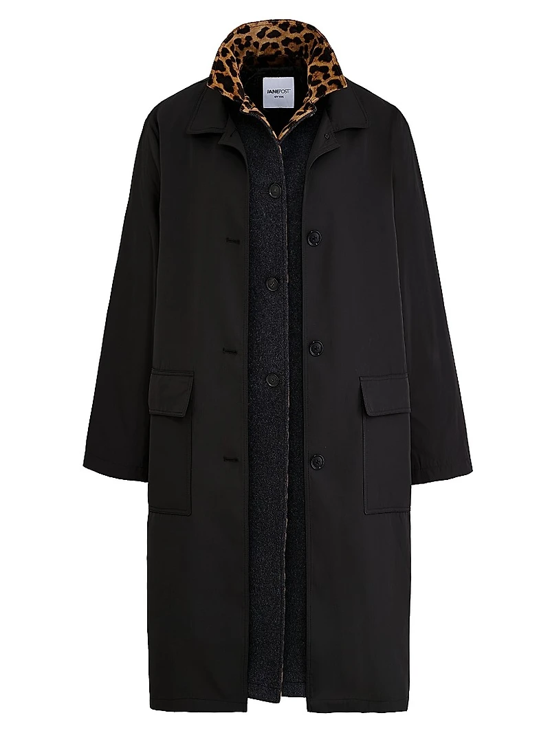 Leopard Double-Layer Wool Coat