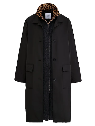 Leopard Double-Layer Wool Coat
