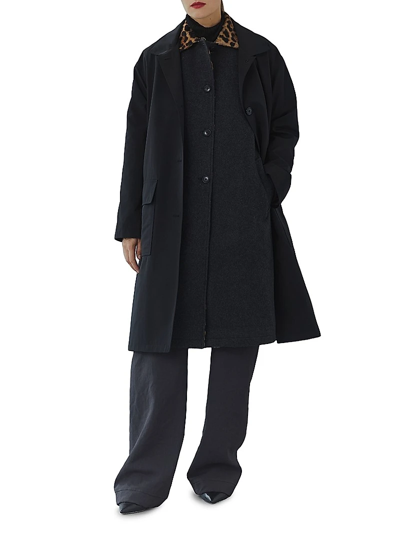 Leopard Double-Layer Wool Coat