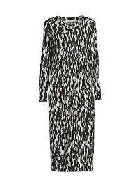 Nilana Abstract Jersey Long-Sleeve Midi-Dress
