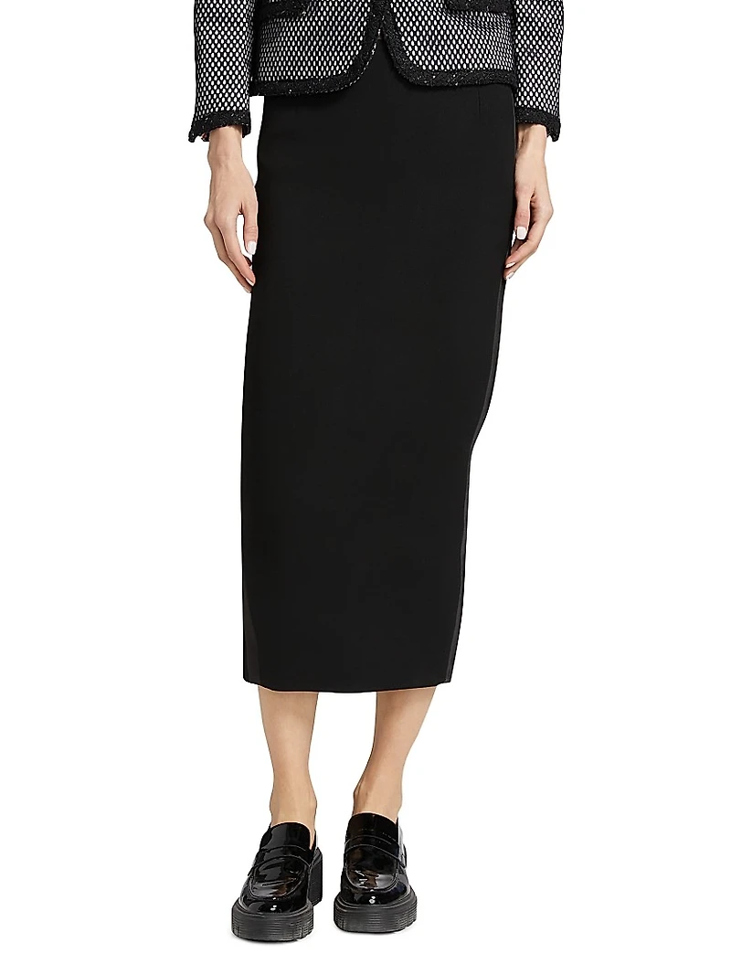 Hobble Embellished Wool Crepe Skirt