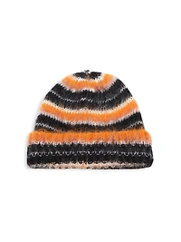 Fuzzy Wuzzy Striped Mohair-Blend Beanie