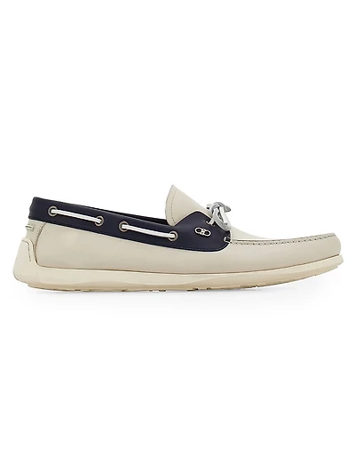 Gancini Leather Boat Shoes
