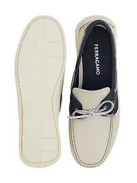Gancini Leather Boat Shoes