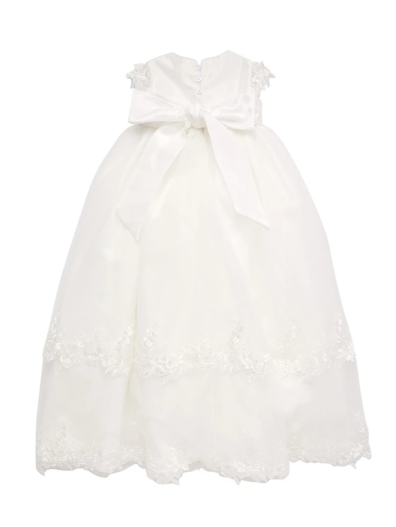 Baby Girl's Taffeta Tulle Christening Gown & Bonnet Set