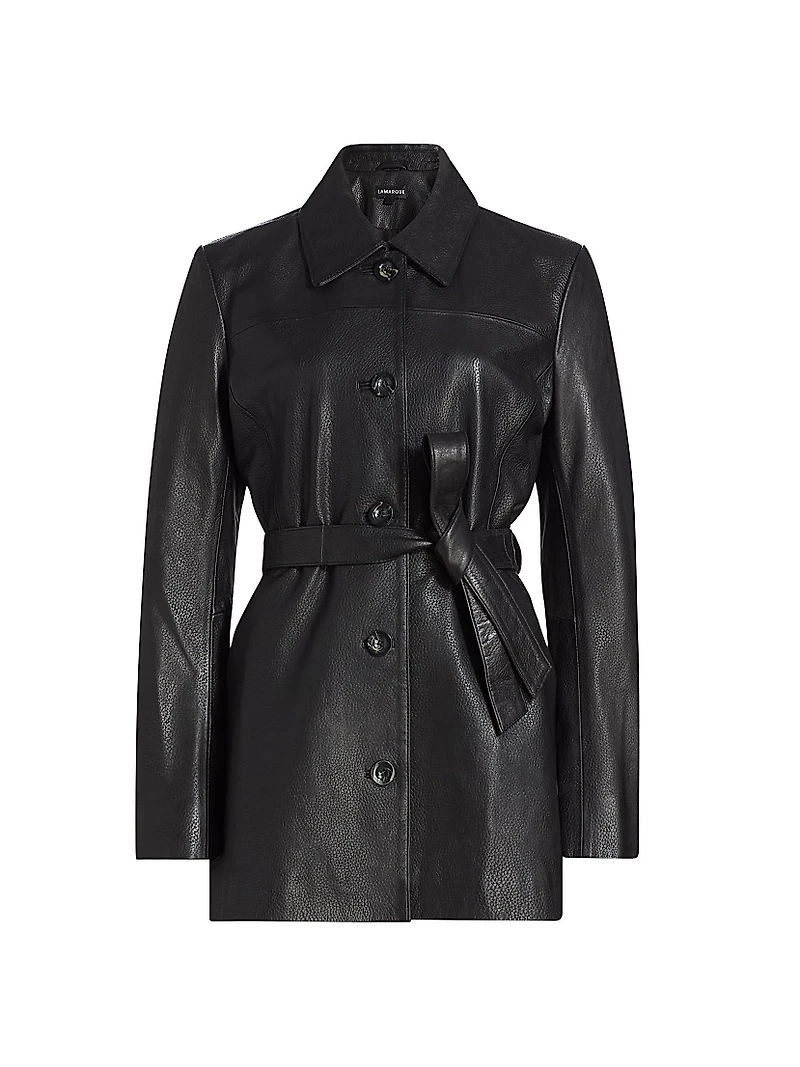 Marlowe Leather Belted Coat