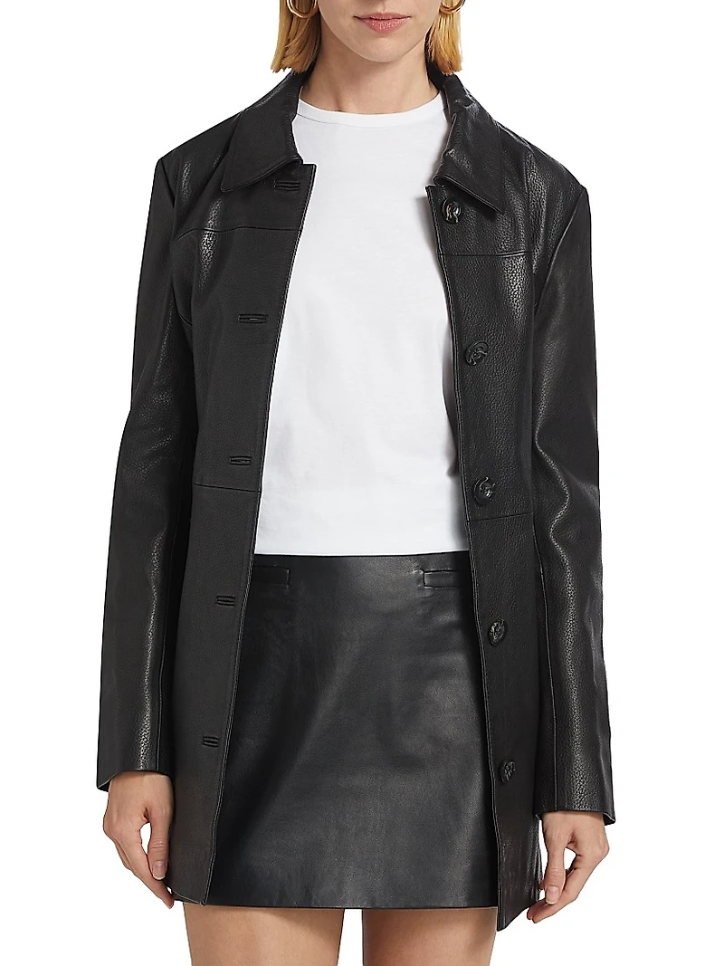 Marlowe Leather Belted Coat