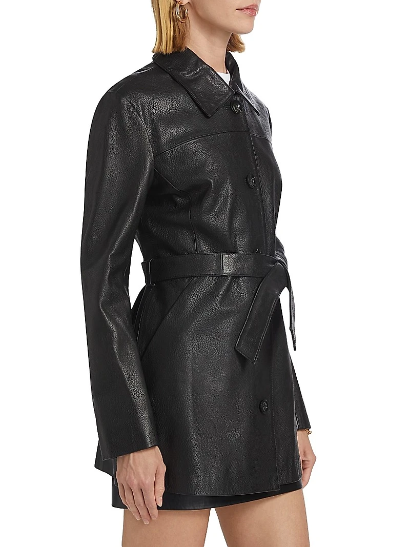 Marlowe Leather Belted Coat