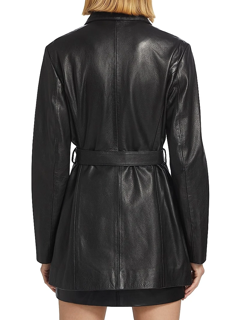 Marlowe Leather Belted Coat