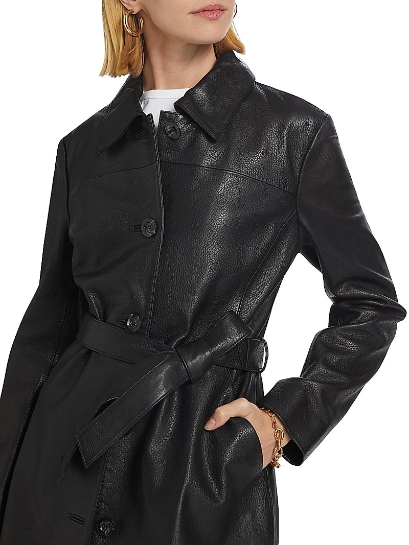 Marlowe Leather Belted Coat