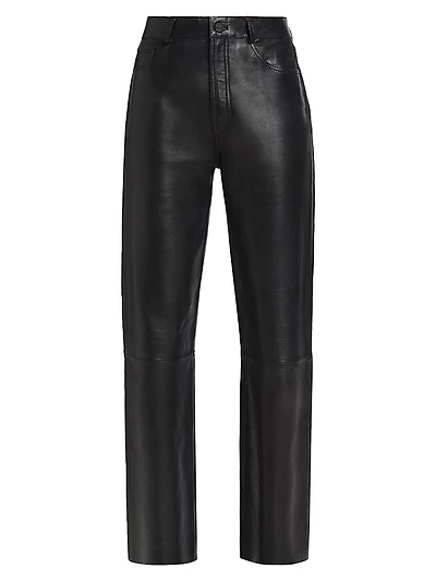 Shannon Leather Straight-Leg Pants