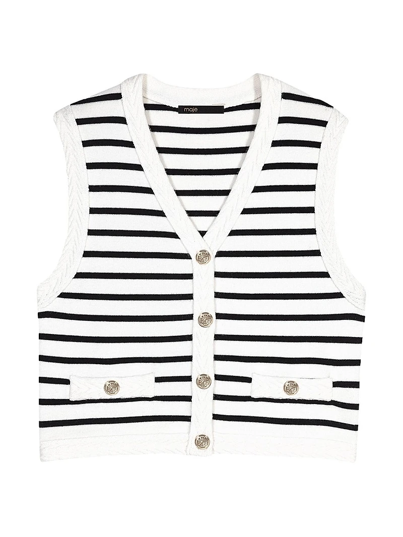 Sleeveless Striped Cardigan