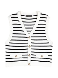 Sleeveless Striped Cardigan