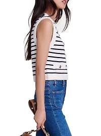 Sleeveless Striped Cardigan