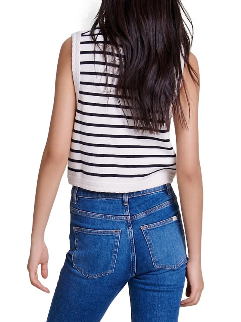 Sleeveless Striped Cardigan