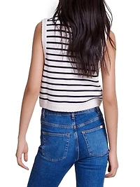 Sleeveless Striped Cardigan