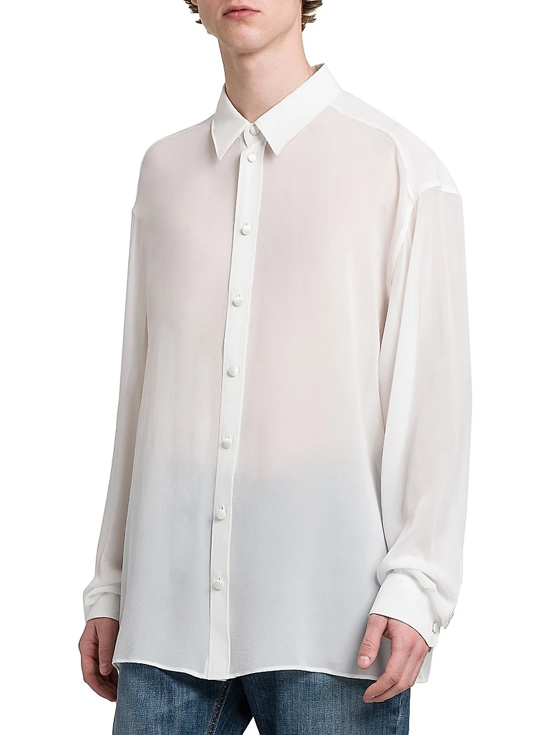 Silk Georgette Button-Front Shirt