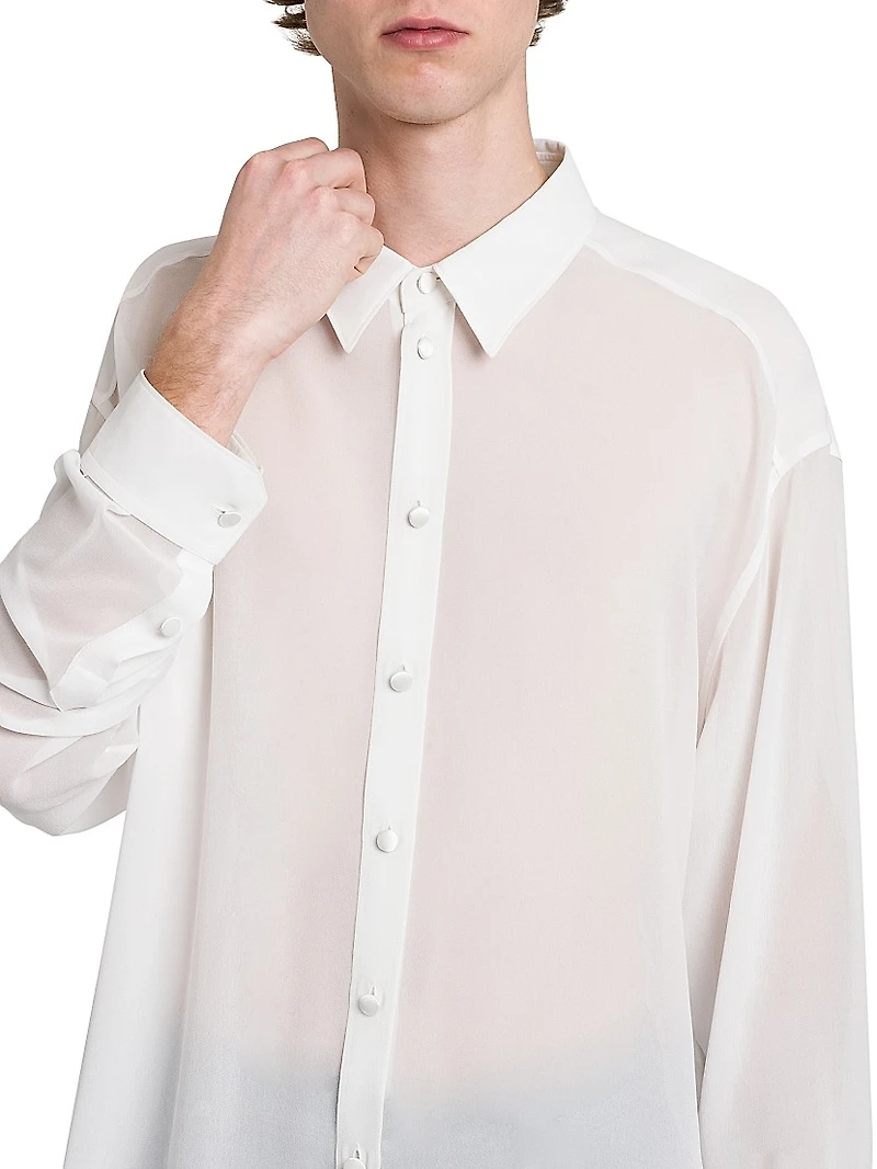 Silk Georgette Button-Front Shirt