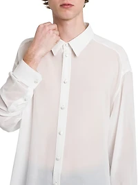 Silk Georgette Button-Front Shirt