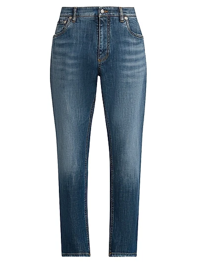 Logo-Embroidered Cropped Jeans