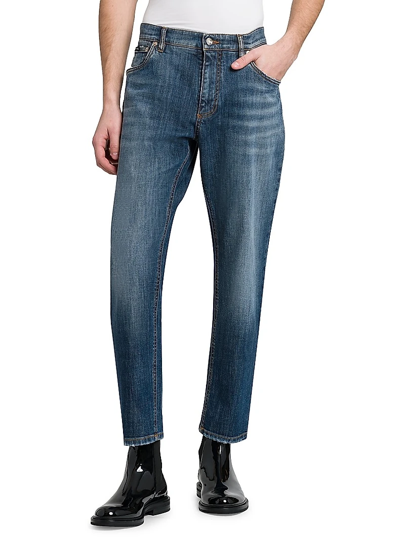 Logo-Embroidered Cropped Jeans